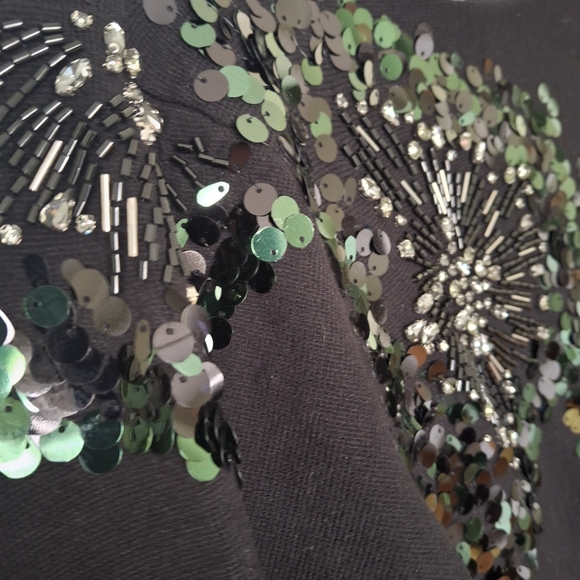 Chico's Black Sweater with Green Sequin Design - Picture 3 of 6